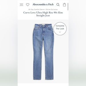 Abercrombie & Fitch The 90’s Slim Straight Ultra High Rise Curve Love Jeans